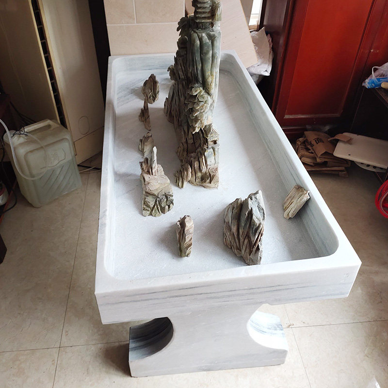 天然大理石汉白石盆景盆假山盘上水石托盆长方椭圆大号吸水玉花盆