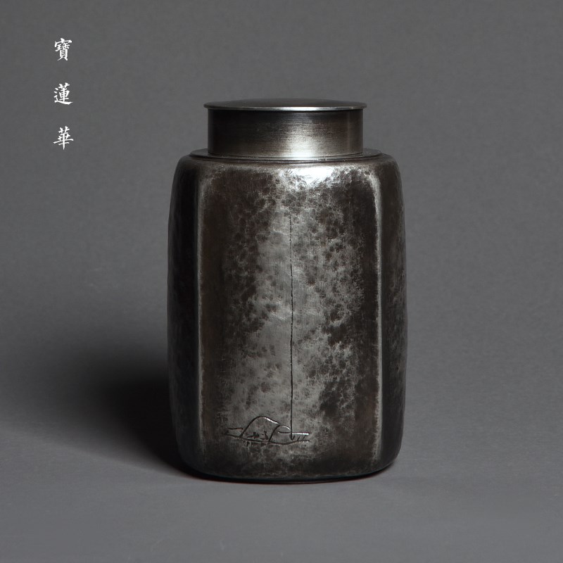 安住封锡茶仓锡茶叶罐 一修手工雕刻作品 密纯储茶复罐古茶道锡罐