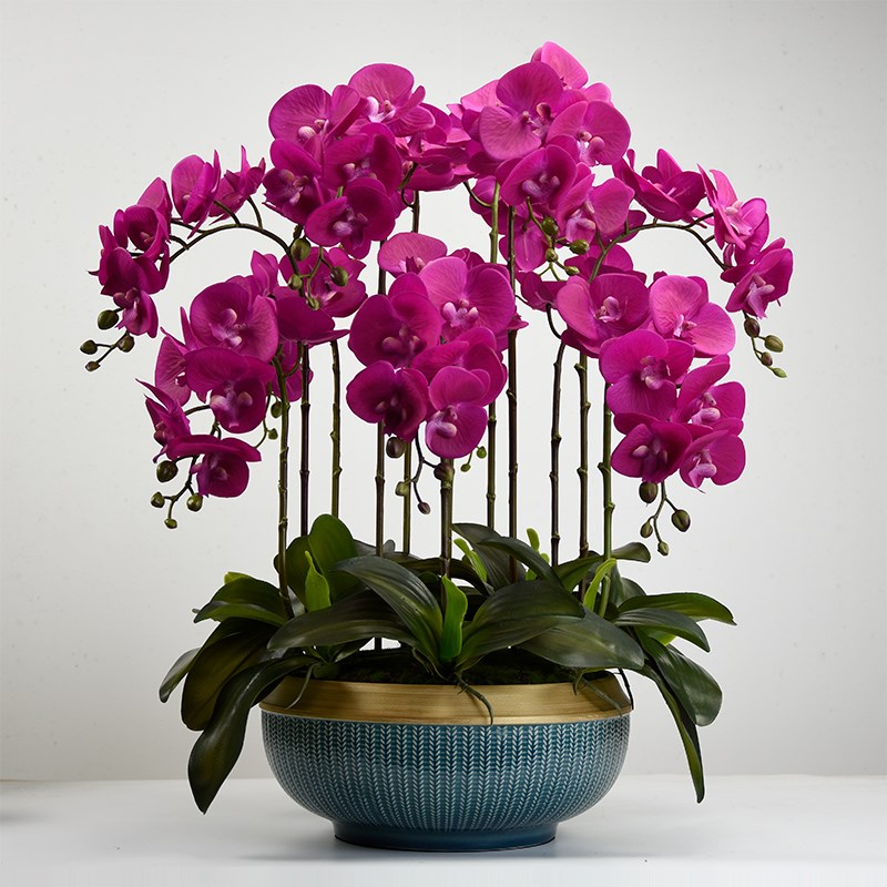 蝴蝶兰仿真花高品质肉感蕙兰花高端假花盆厅客栽餐桌前台花艺摆件