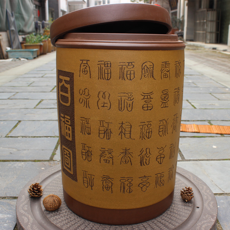 大号紫砂茶叶罐特大码普洱七子饼储存茶叶缸宜兴散茶密封粗陶茶桶