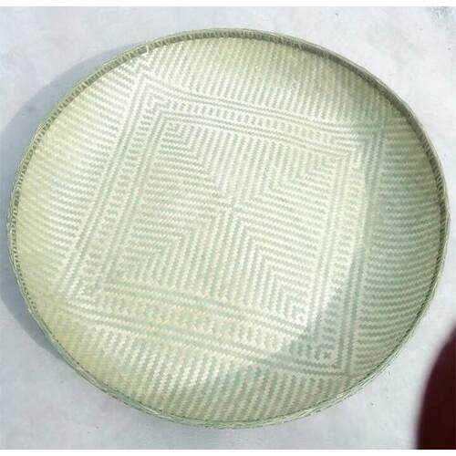 竹编簸箕家用竹制品圆形竹扁纯手工农用底部加固加深晾晒装饰簸箕