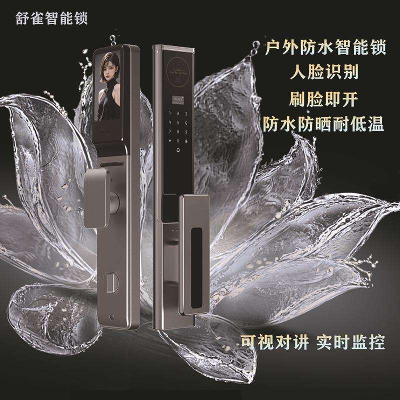 新款人脸识别户外防水防冻智能锁防晒耐低温户外密码锁全自动指纹