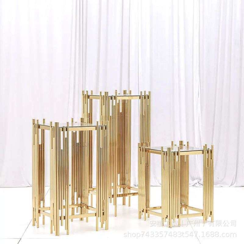 跨境欧式婚礼甜品台婚庆道具金色蛋糕台台酒店餐桌中心装饰摆摆台