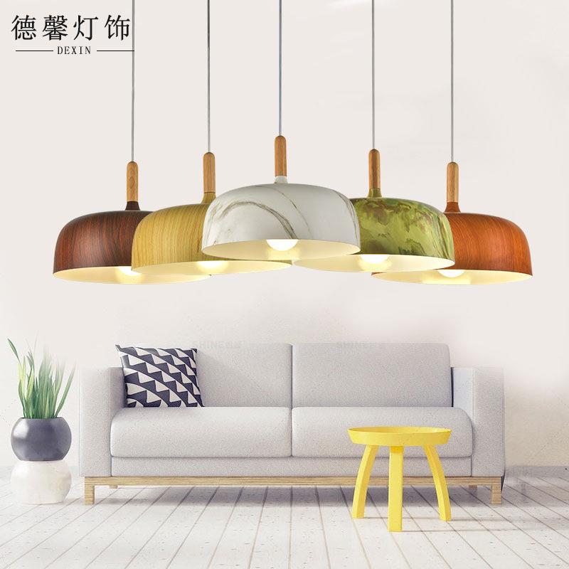 厂家直销 北欧木纹铝材吊灯 后现代风格餐厅吊线灯