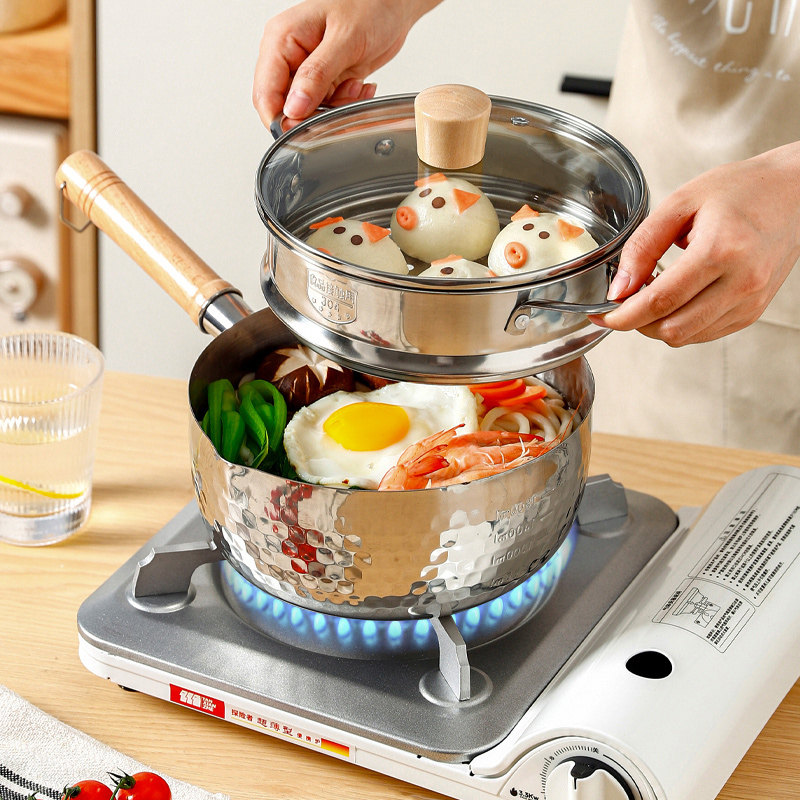 川岛屋日式不锈钢雪平锅不粘锅小锅家用辅食小奶锅泡面锅煮面汤锅