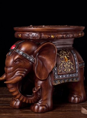 加工定制吉祥招财大象换鞋凳仿木客厅玄关门厅书房办公室摆件礼品