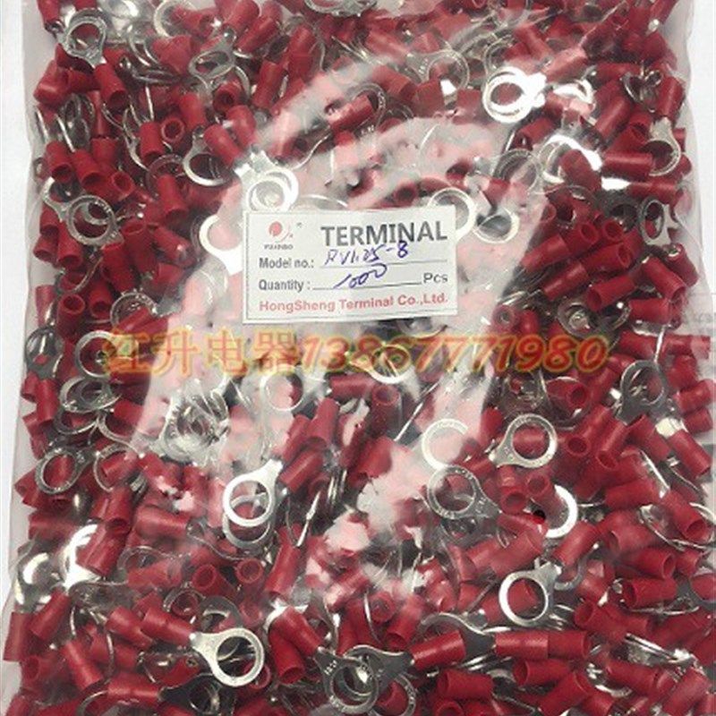 护套端子圆形预绝缘端子RV1.25-8冷压端子接线端子1000只/包