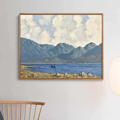 客厅山水装饰画卧室床头挂画餐厅墙壁画现代简约配电表箱油画艺术