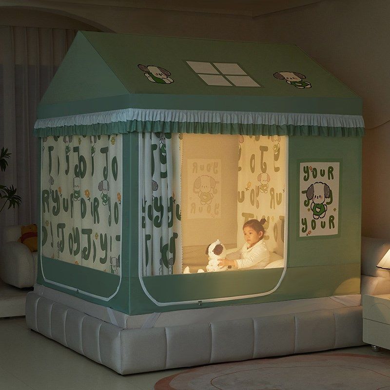 儿童防摔蚊帐家用2024新款家用卧室小房子帐篷免安装遮光帘蒙古包,床上用品,蚊帐,淘宝优惠券,粉丝福利购,淘宝优惠卷