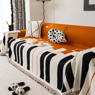 钢琴键沙发盖布四季通用新款2024防滑坐垫毯子套罩全包防尘靠背巾