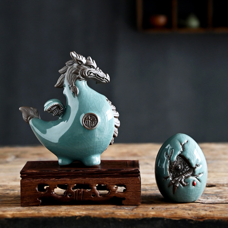 创意龙摆件陶瓷招财吉祥物客厅玄关酒柜装饰品公桌面生肖龙摆设,家居饰品,装饰摆件,淘宝优惠券,粉丝福利购,淘宝优惠卷