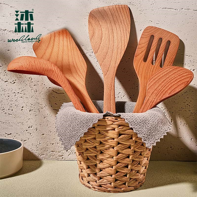 沐林锅铲家用原木煎铲炒铲不伤锅汤勺饭勺无漆无蜡容易清洗耐高温