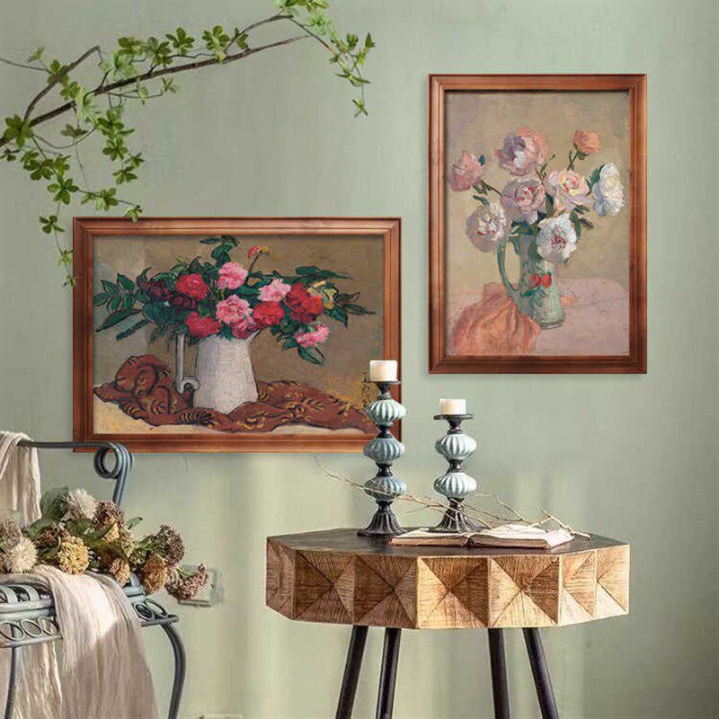 潘玉良餐厅花卉装饰画单幅客厅壁画卧室挂画玄关油画饭厅复古墙画