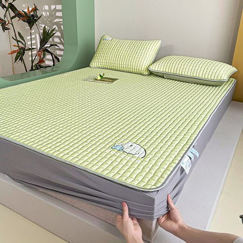 夏季加厚乳胶凉席冰丝席三件套折叠孔田软席可水洗家用床笠款席子