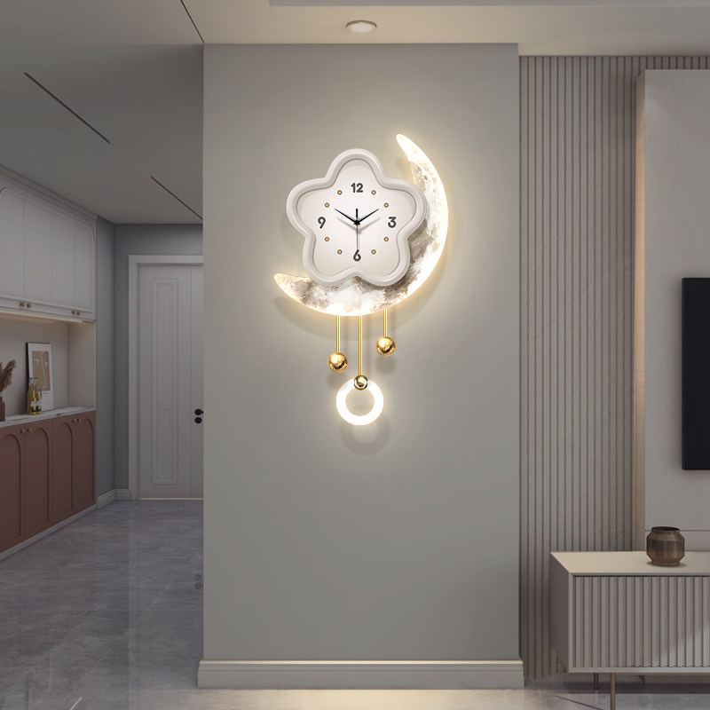 立体发光带钟表装饰画客厅电视背景墙创意时钟奶油风壁灯餐厅挂钟,家居饰品,现代装饰画,淘宝优惠券,粉丝福利购,淘宝优惠卷