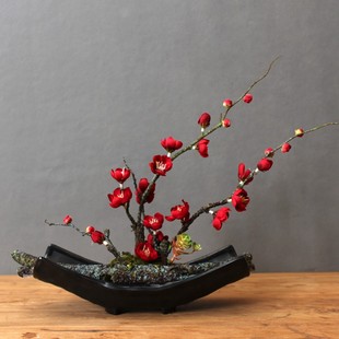 仿真花假花绢花梅花花艺套装 饰品 客厅茶几电视柜花艺摆设软装