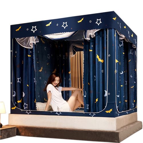 全底蚊帐床帘一体式1.8m床蒙古包遮光纹账儿童防摔1.5m家用防蚊罩