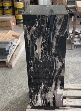 大理石摆件酒店别墅会所客厅落地装饰玄关大理石柱工艺品摆件底座