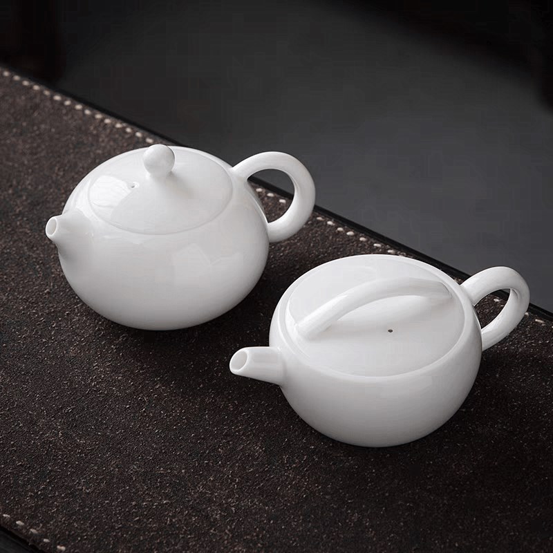 羊脂玉白瓷茶壶陶瓷手工西施凤鸣汉瓦大宽口壶功夫茶具泡茶壶家用