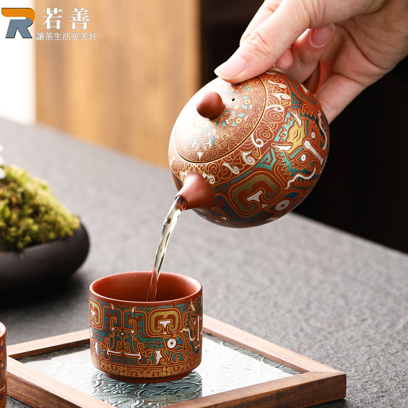 紫砂壶西施壶中式国潮风单壶陶瓷凤鸣泡茶壶家用茶具泡茶器礼盒装
