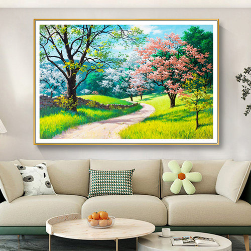 现代客厅背景墙装饰画卧室房间床头风景挂画餐厅玄关民宿墙面壁画