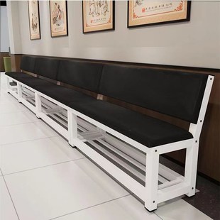 软包沙发靠背皮椅健身房球场休息区长条椅理发店等候椅靠背长凳椅