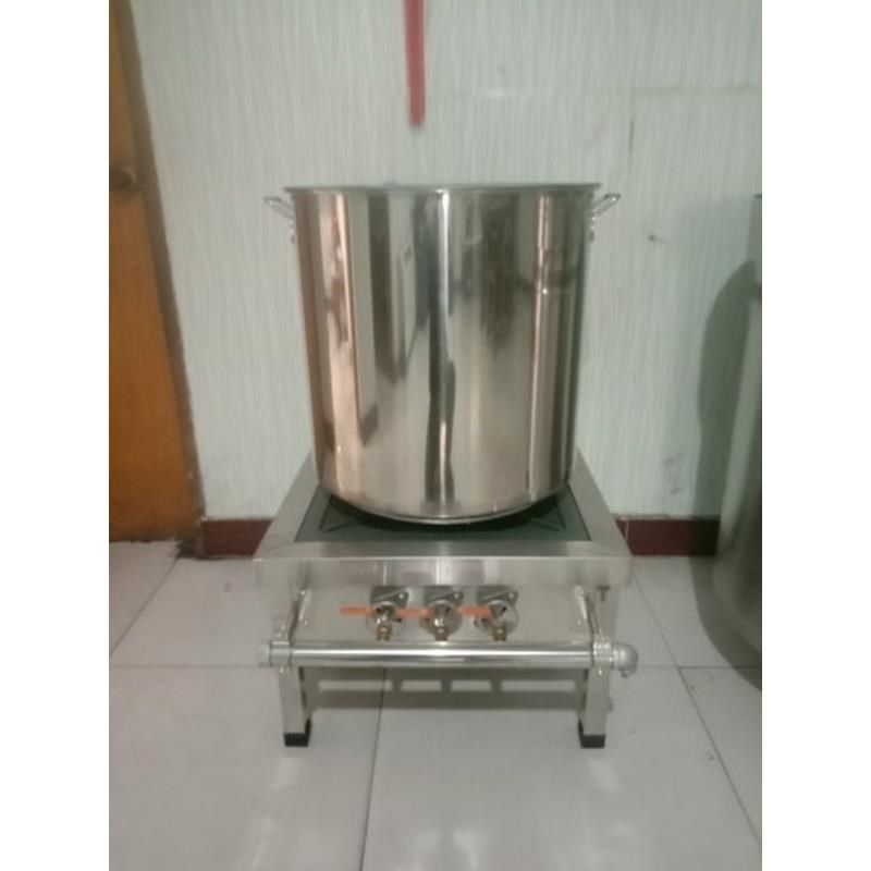 商用不锈钢加厚燃气节能汤桶翅片单桶烧水底家用卤煮桶汤锅大容量