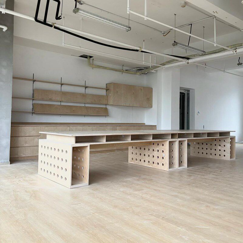 极简办公电脑桌写字桌书桌多人组合工作位桦木大班桌长方形会议桌