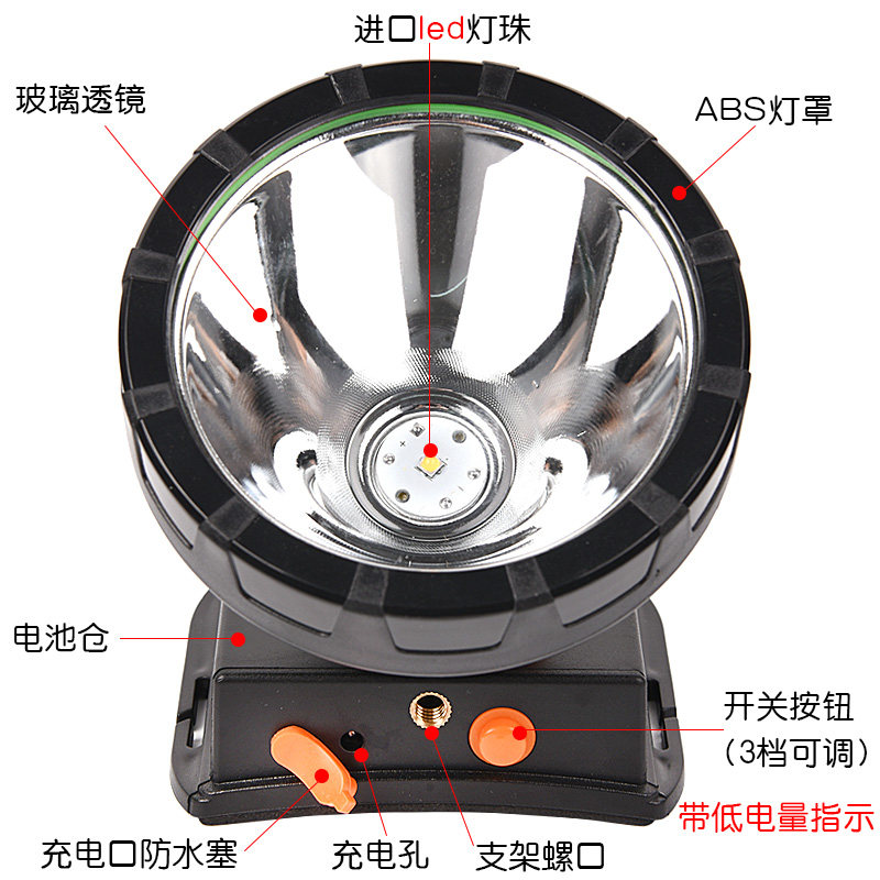 头戴式三锂电头灯强光充电超亮led钓鱼灯探照矿灯远射9000疝气灯