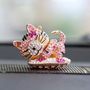 创意可爱水钻瞌睡猫汽车钥匙扣圈动物时尚男女士钥匙环链挂件