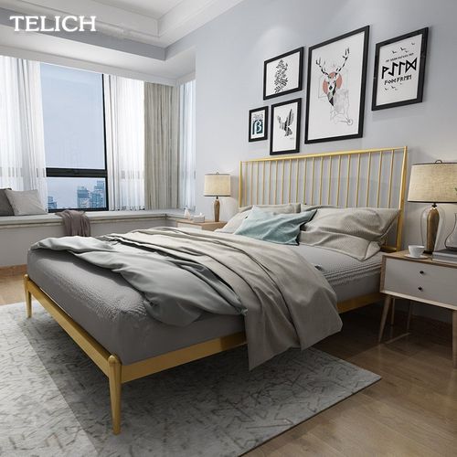 铁艺网红双人床公主床单人120厘米150金银色休闲床180金属铁架床