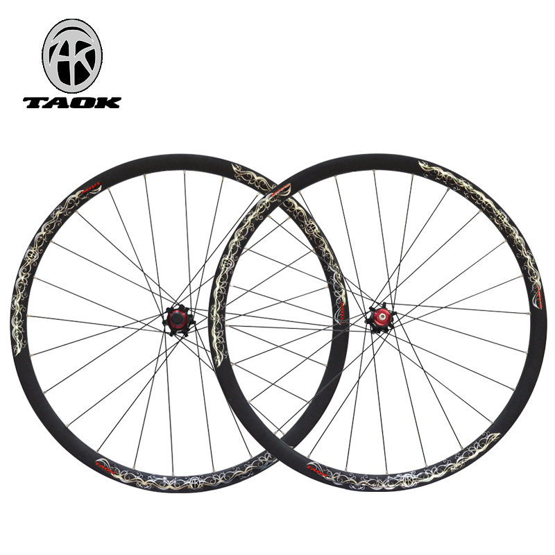 TAOK拓克山地车轮组自行车26寸3K包碳纤维轮组前2后4培林直拉花鼓