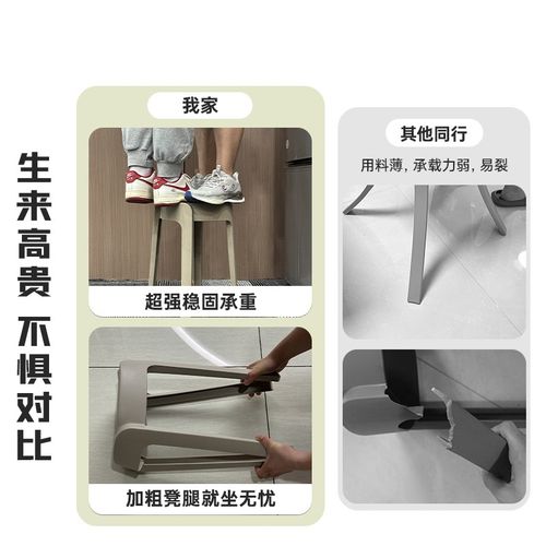 塑料凳子加厚家用大人结实简约可叠放红色备用特厚高圆板餐凳