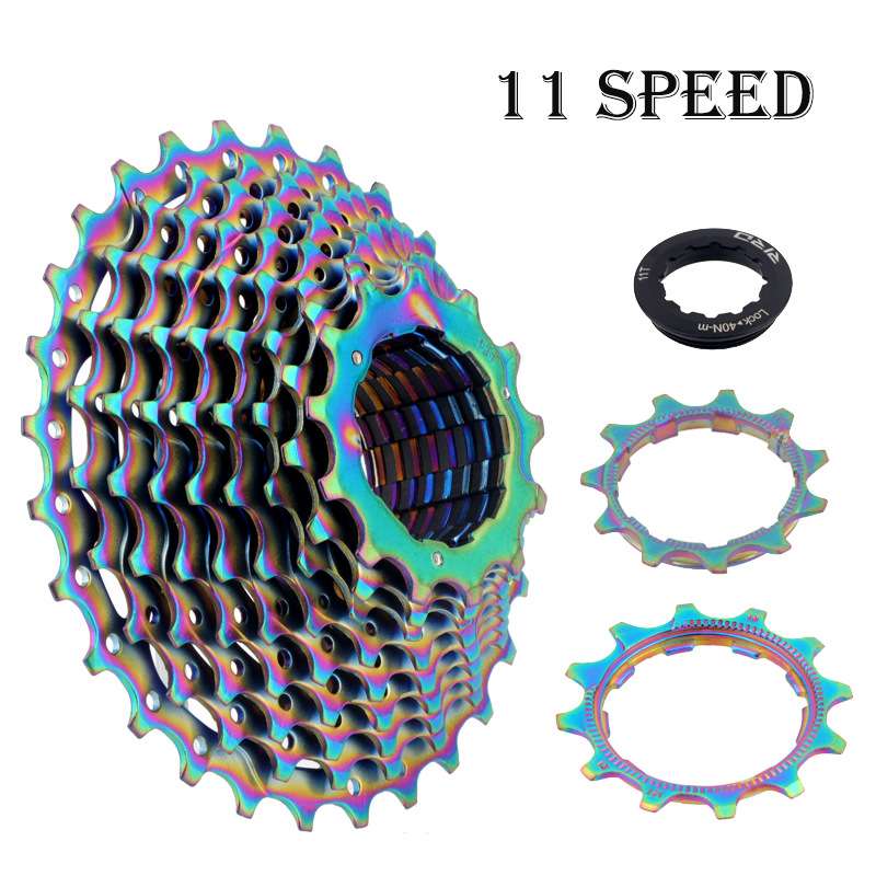 RIRO公路折叠车自行车飞轮 9/10/11S速28T电镀炫彩超轻卡式后齿轮
