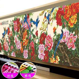 蒙娜丽莎十字绣2023新款富贵长寿图自己绣客厅大幅风景牡丹花鸟图