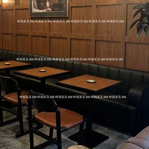 复古简约实木餐桌椅岩板方桌咖啡厅奶茶店工业风酒吧日料桌椅组合