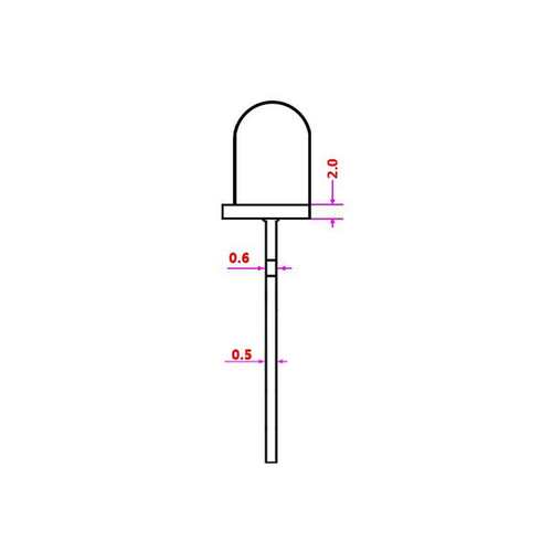 LED灯珠 直插led 8mm圆头白发红高亮有边长脚f8白发蓝圆头灯珠