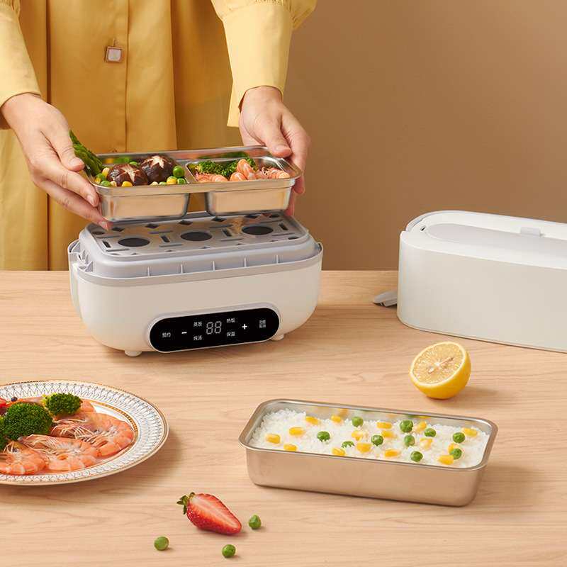 拾乐多功能电热饭盒保温可插电蒸煮热饭器上班族便当带饭盒电饭锅
