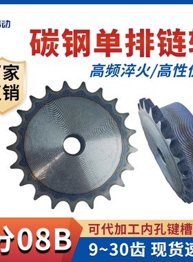 A3钢4分工业链轮齿轮配08B链条可开孔9-30齿支持非标定做申马