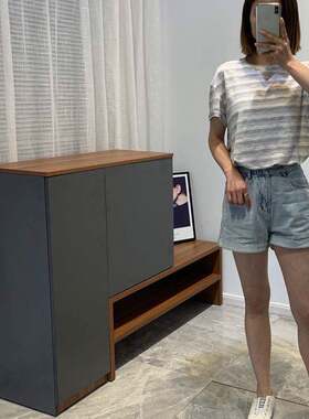 鞋柜家用门口门外可坐式入户转角换鞋凳一体楼道外室外电梯玄关柜