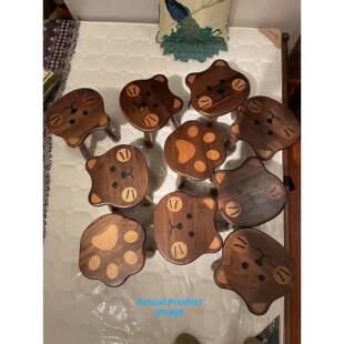 黑胡桃全实木凳矮凳儿童凳子小猫板凳纯实木换鞋凳可爱小板凳