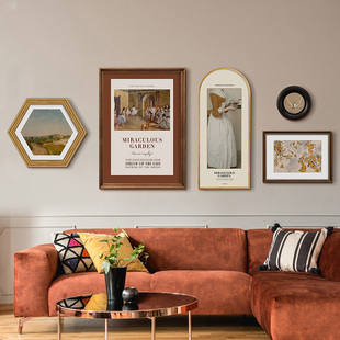 法式复古人物装饰画风景名画组合客厅沙发背景墙壁不规则艺术挂画