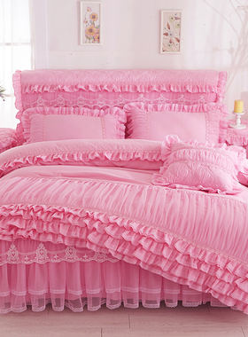 韩版公主蕾丝被套纯色磨毛被罩单件韩式被套双人200 x 230