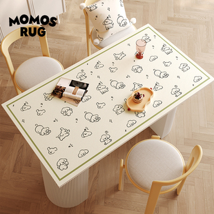 momosrug 线条小狗餐桌垫耐脏隔热pvc书桌垫子防水防油皮革餐桌布