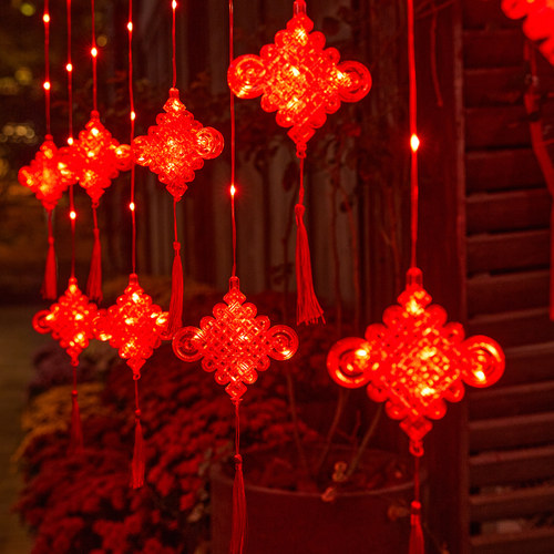 2024新年彩灯LED灯珠过年小红灯笼阳台装饰春节家用插电闪灯灯串