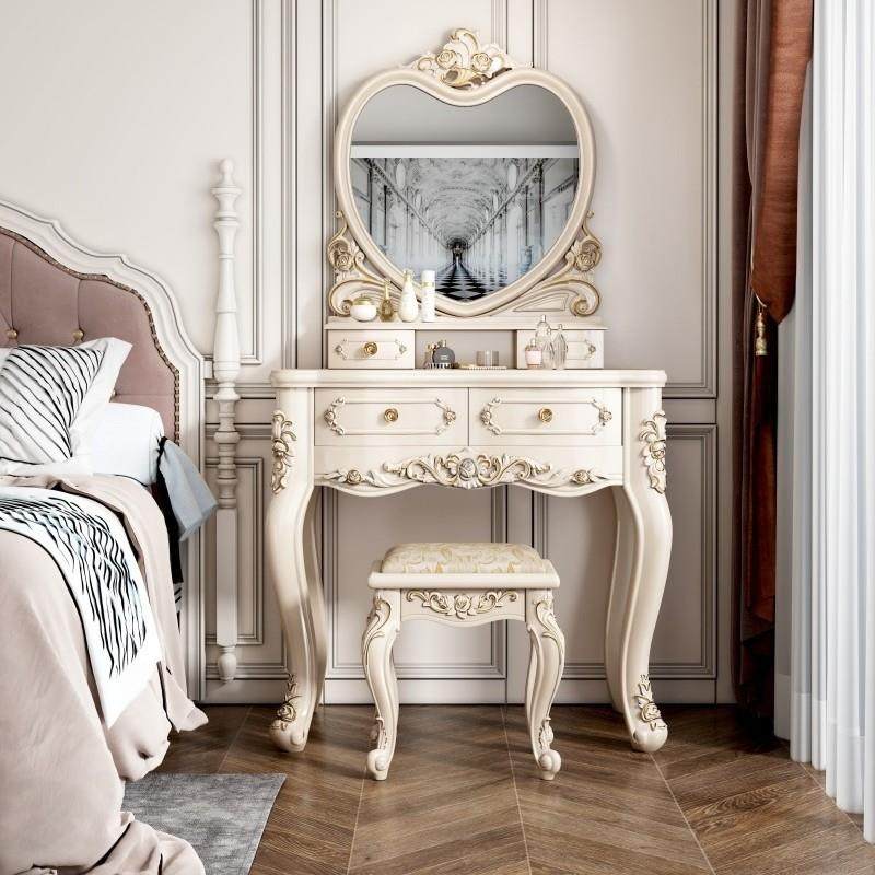 欧式梳妆台主卧室2025年新款轻奢高级小户型化妆镜梳妆桌书桌一体