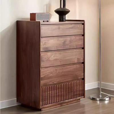 全实木五斗柜北美黑胡桃木客厅沙发边柜北欧卧室床头抽屉储物斗柜