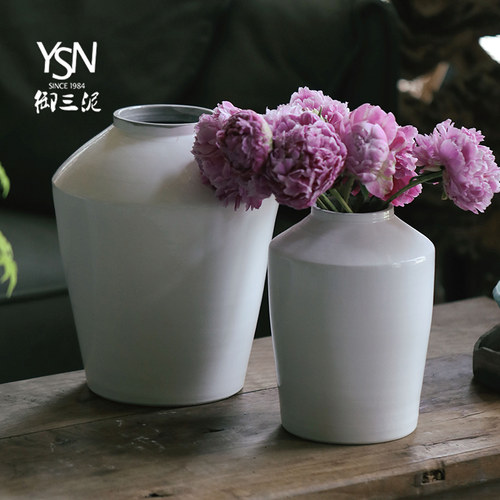 现代简约高级感陶瓷花瓶白色插花摆件水培干花花瓶客厅家居装饰