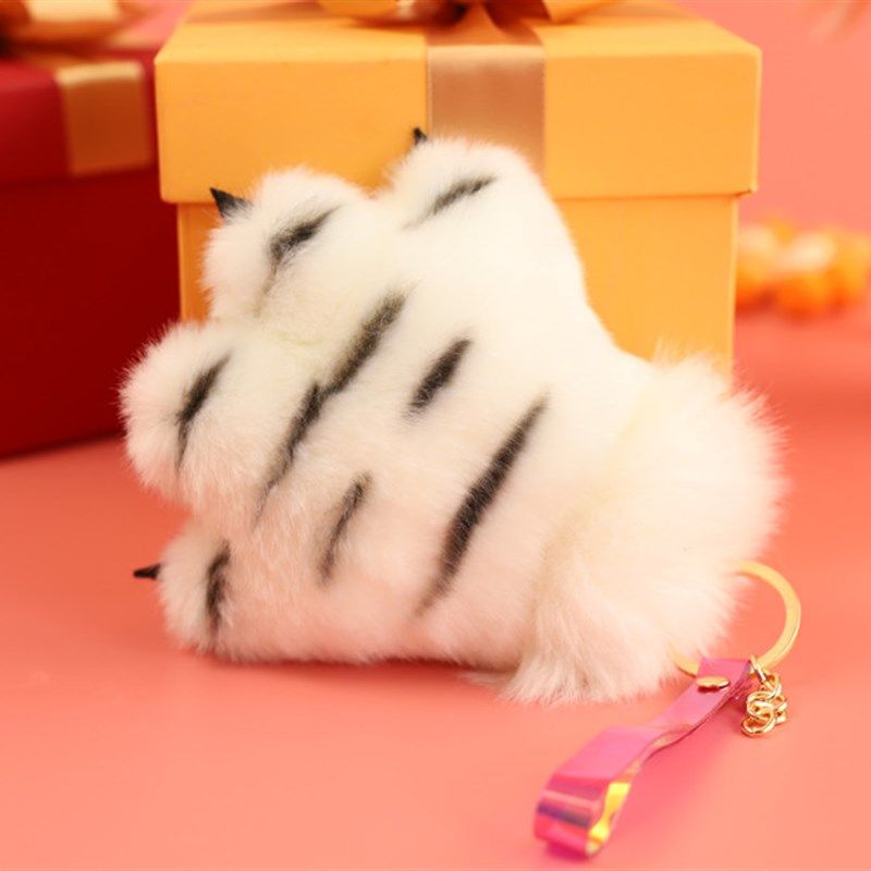 可爱老虎爪子小毛绒玩具女孩迷你玩偶小号恐龙爪子书包挂件