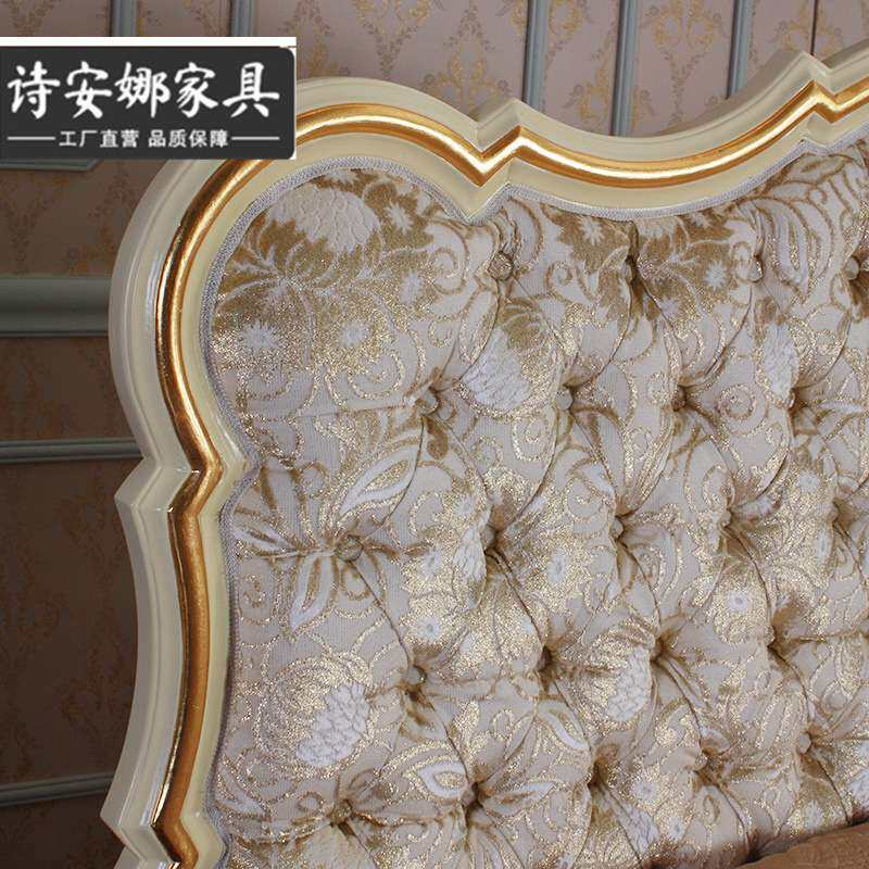 欧式布艺双人床 纯手工实木雕刻欧式家具